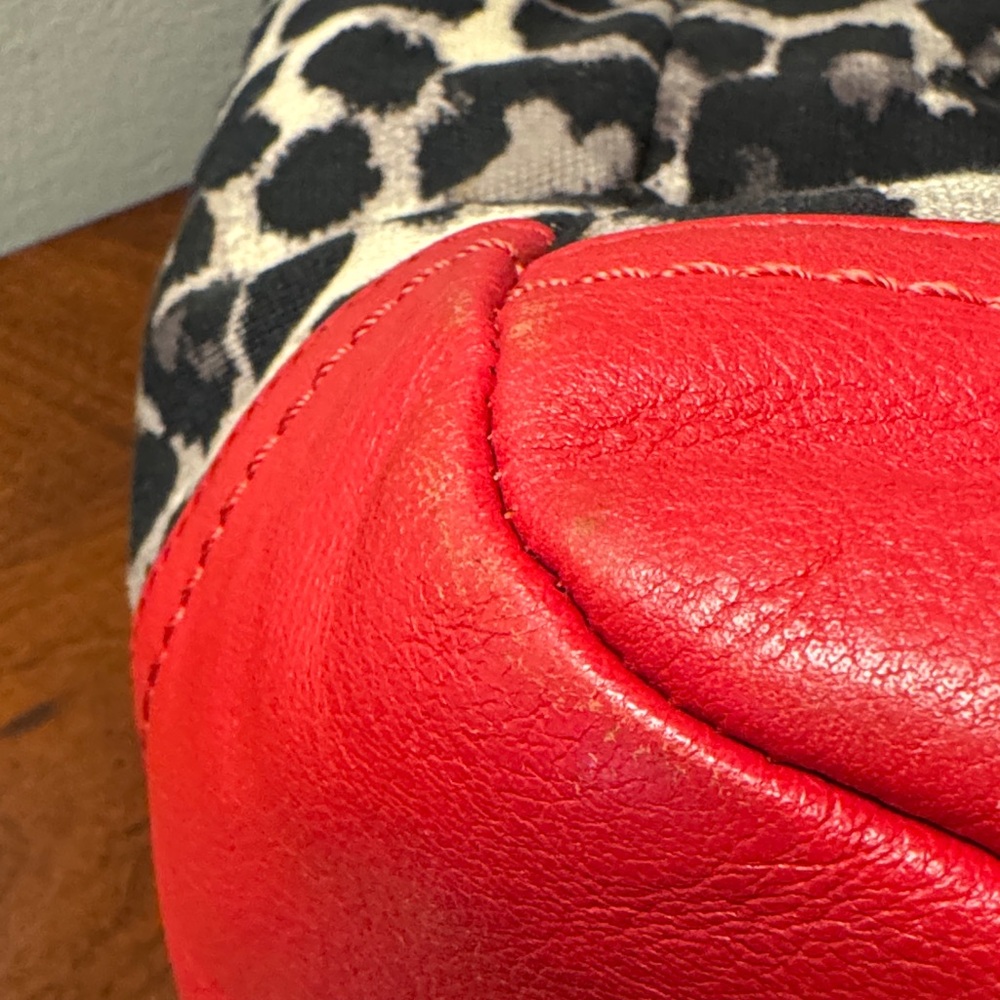 Coach Leopard Print Tote with Red Leather Trim - Picture 11 of 14